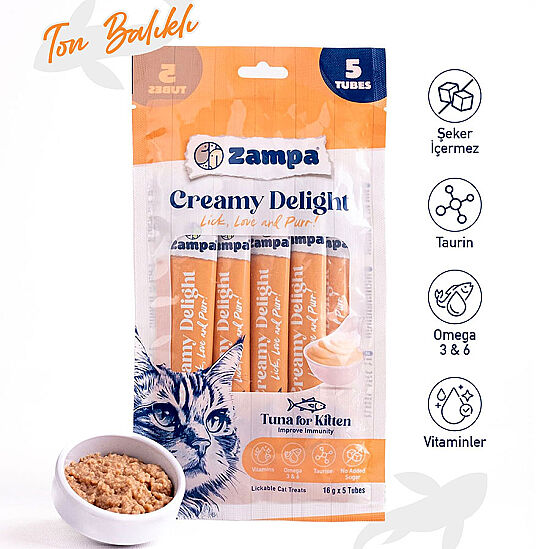 Zampa Creamy Delight Ton Balıklı Yavru Kedi Krema Ödül Maması 16 Gr x 5 Adet - 1
