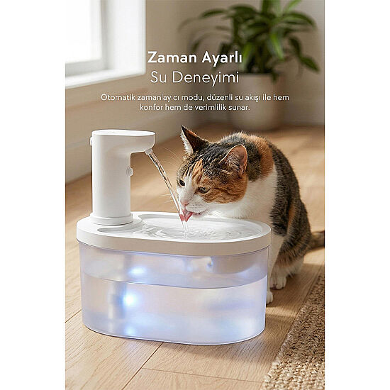 Zampa Oval Pet Otomatik Kedi ve Köpek Su Pınarı (Bataryalı) - Beyaz 3,2 Lt - 2