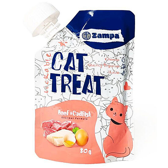 Zampa Puding Dana Etli ve Morina Balıklı Kedi Ödülü 80 Gr - 1