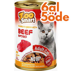Zoo Smart Beef Biftekli Parça Etli ve Soslu Kedi Konservesi 400 Gr - 6 Al 5 Öde - Zoo Smart